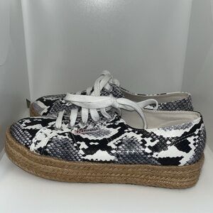 SUPERGA PLATFORM JUTE ROPE SNEAKER Snakeskin Print WOMEN'S SIZE 7.5 Vegan